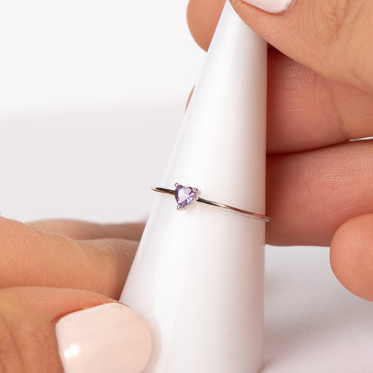 Anillo ajustable corazón morado
