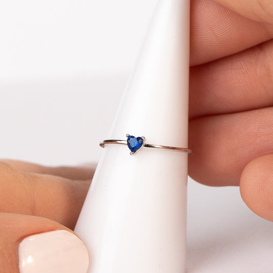 Anillo ajustable corazón azul