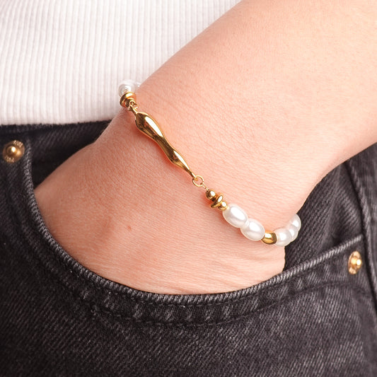 Pulsera perlas y mostacillas