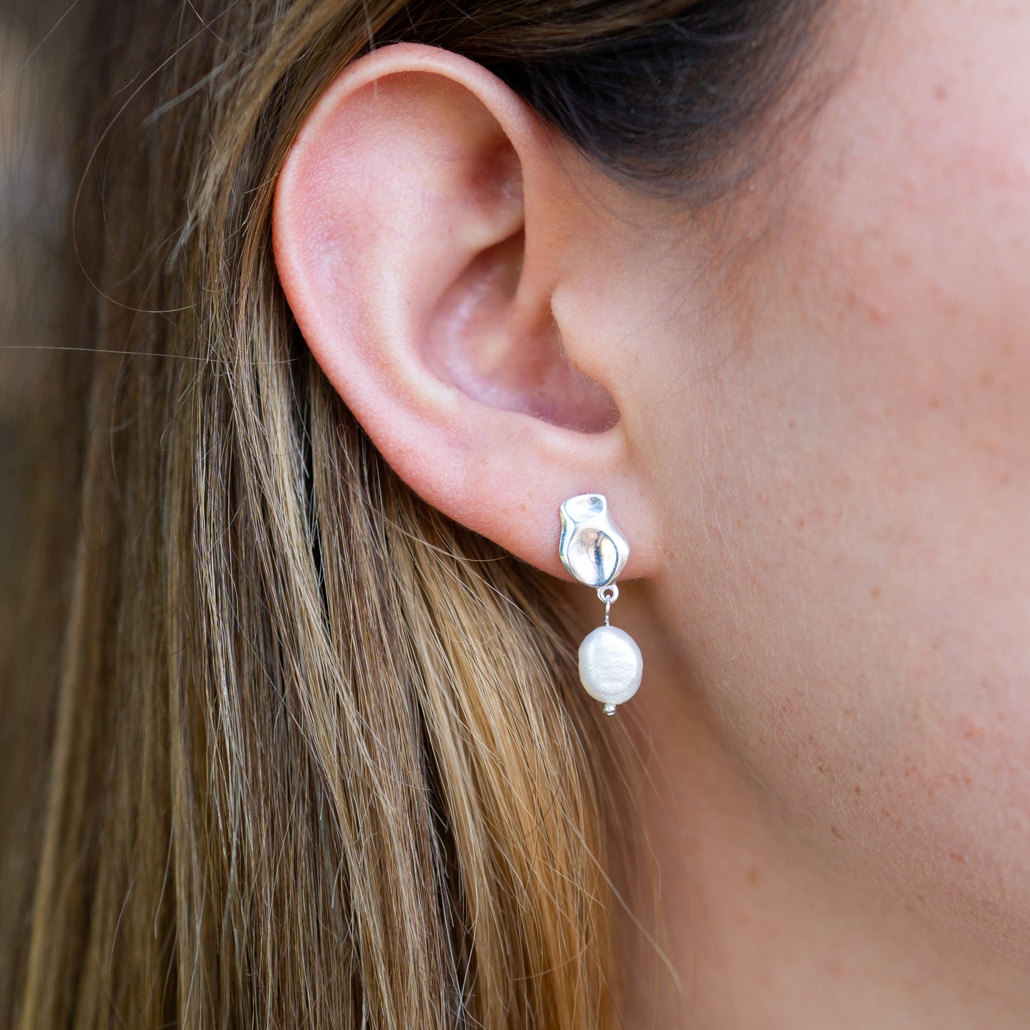 Aros colgantes perlas