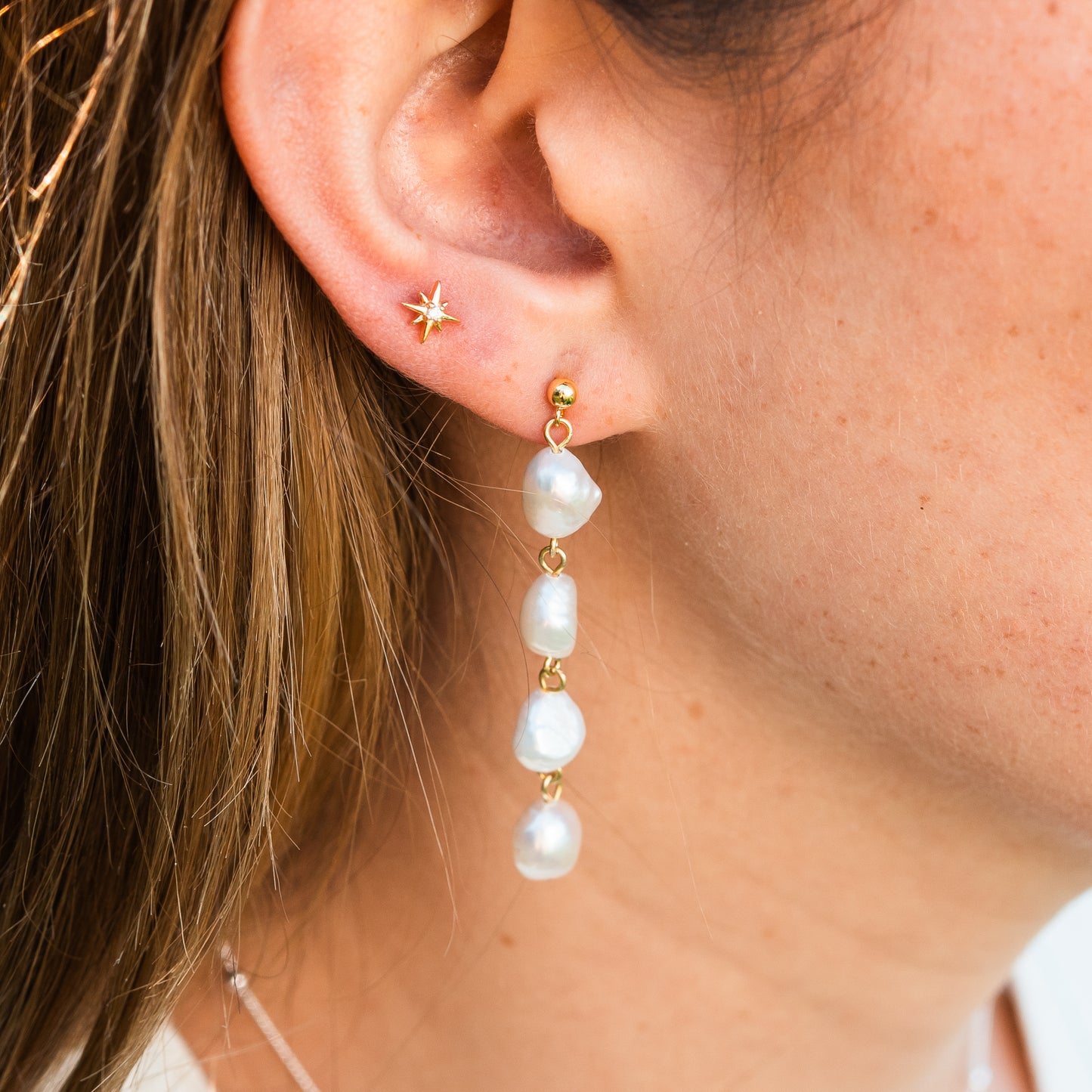 Aros pegados estrella fugaz mini bañado en oro
