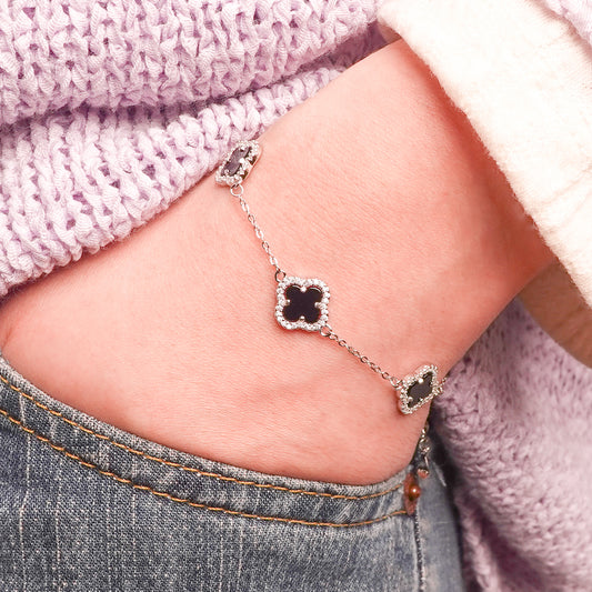 Pulsera trébol negro