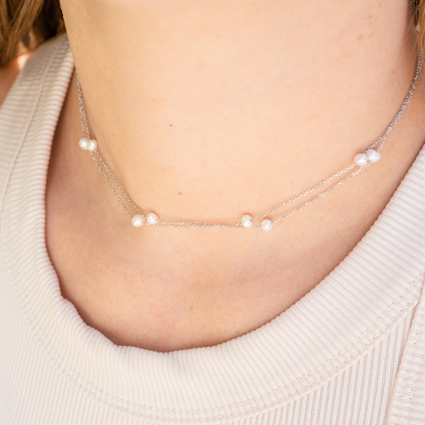 Collar doble de perlas