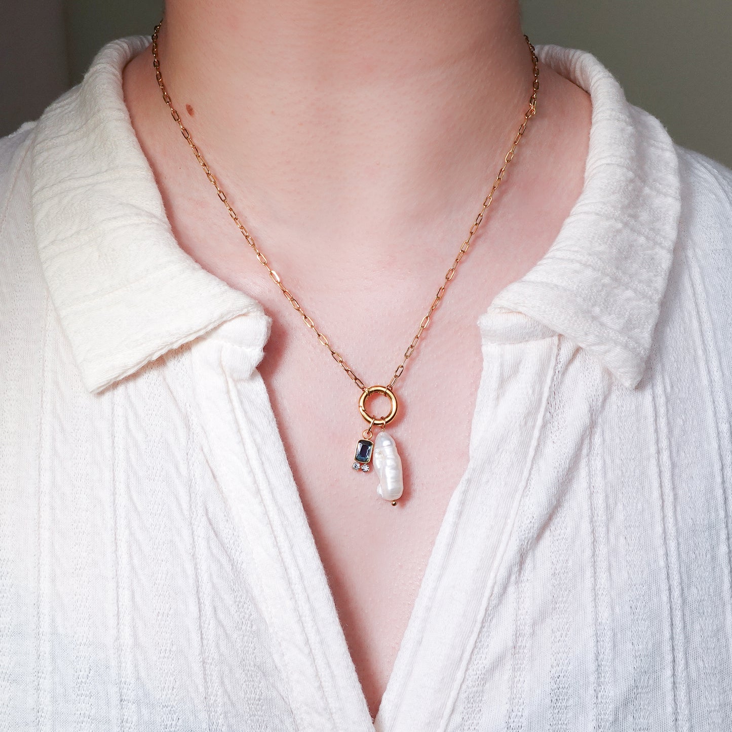 Collar bora bora bañado en oro Azul