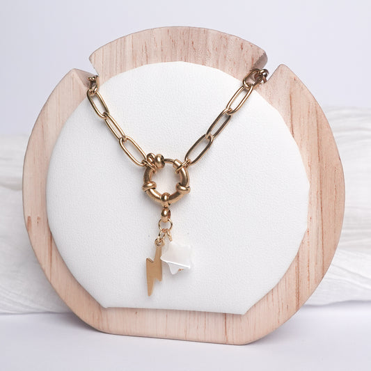 Collar timón estrella y rayo