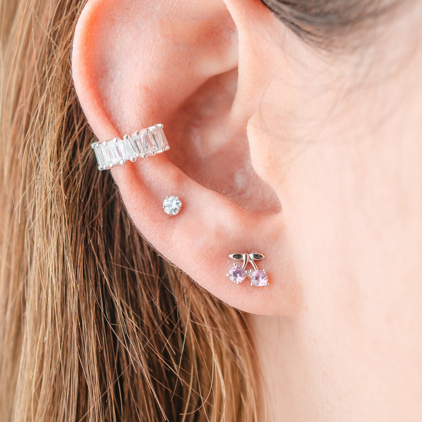 Aros ear cuff brillo Baguette
