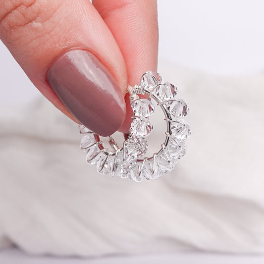 Aros argolla huggie Cristal Snow