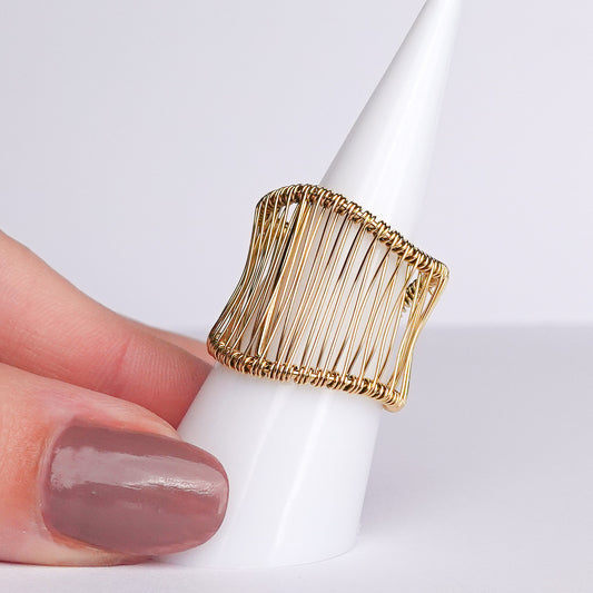 Anillo ajustable Trama bañado en oro