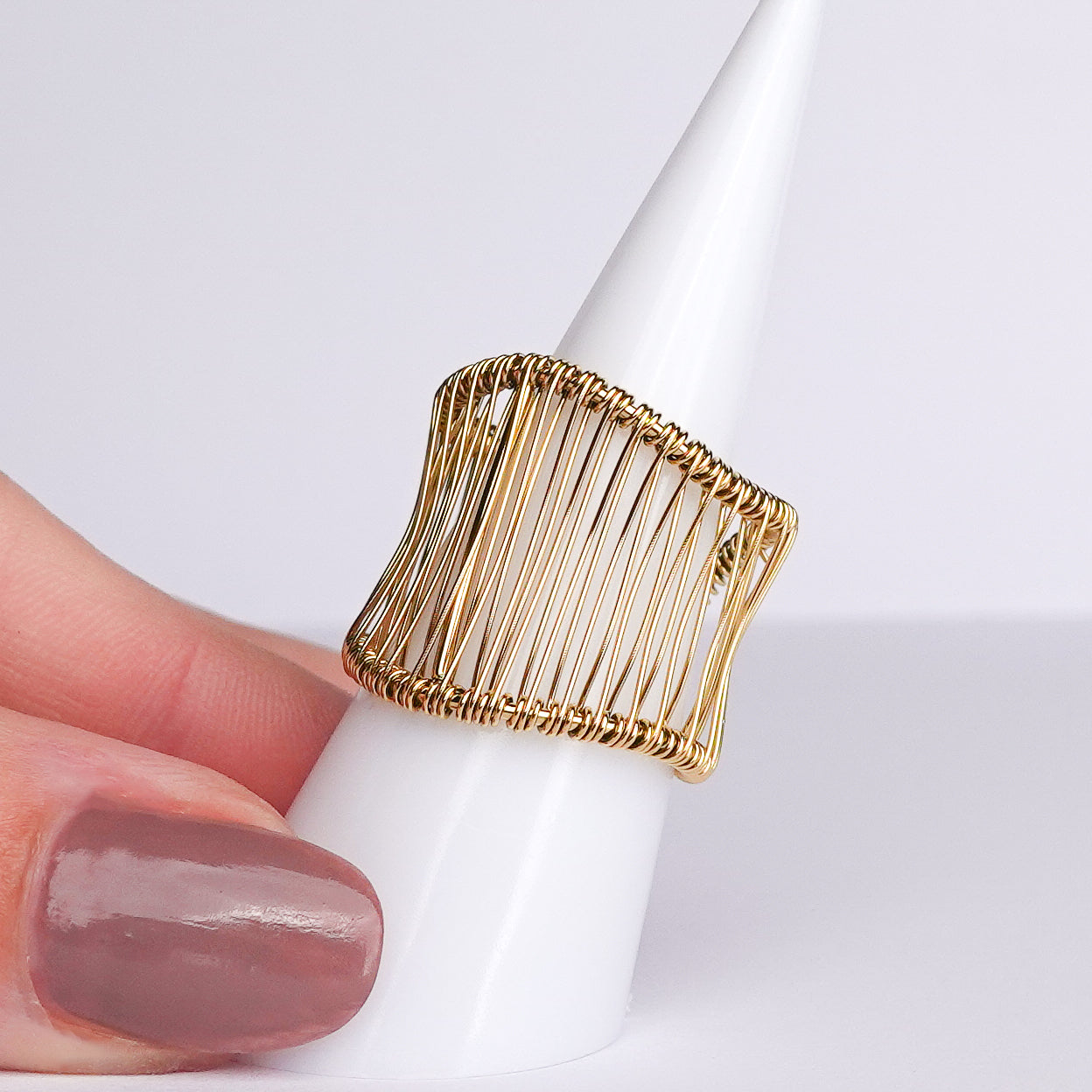Anillo ajustable Trama bañado en oro
