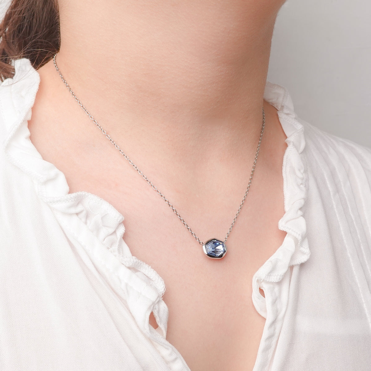 Collar Geo Shine Blue Silver