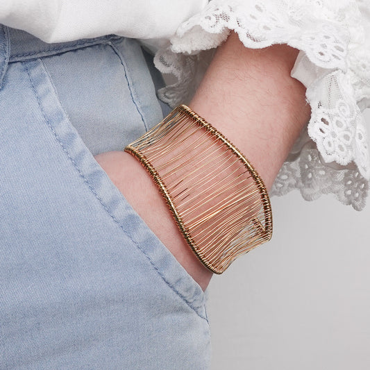 Pulsera esclava Trama bañado en oro