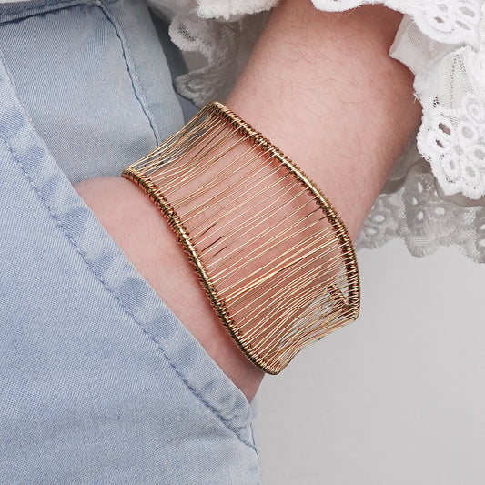 Pulsera esclava Trama bañado en oro