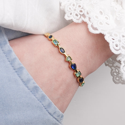 Pulsera esclava Palette Azul bañado en oro