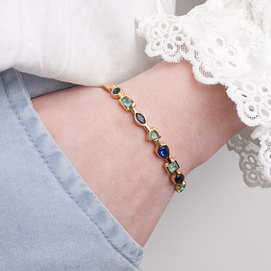 Pulsera esclava Palette Azul bañado en oro