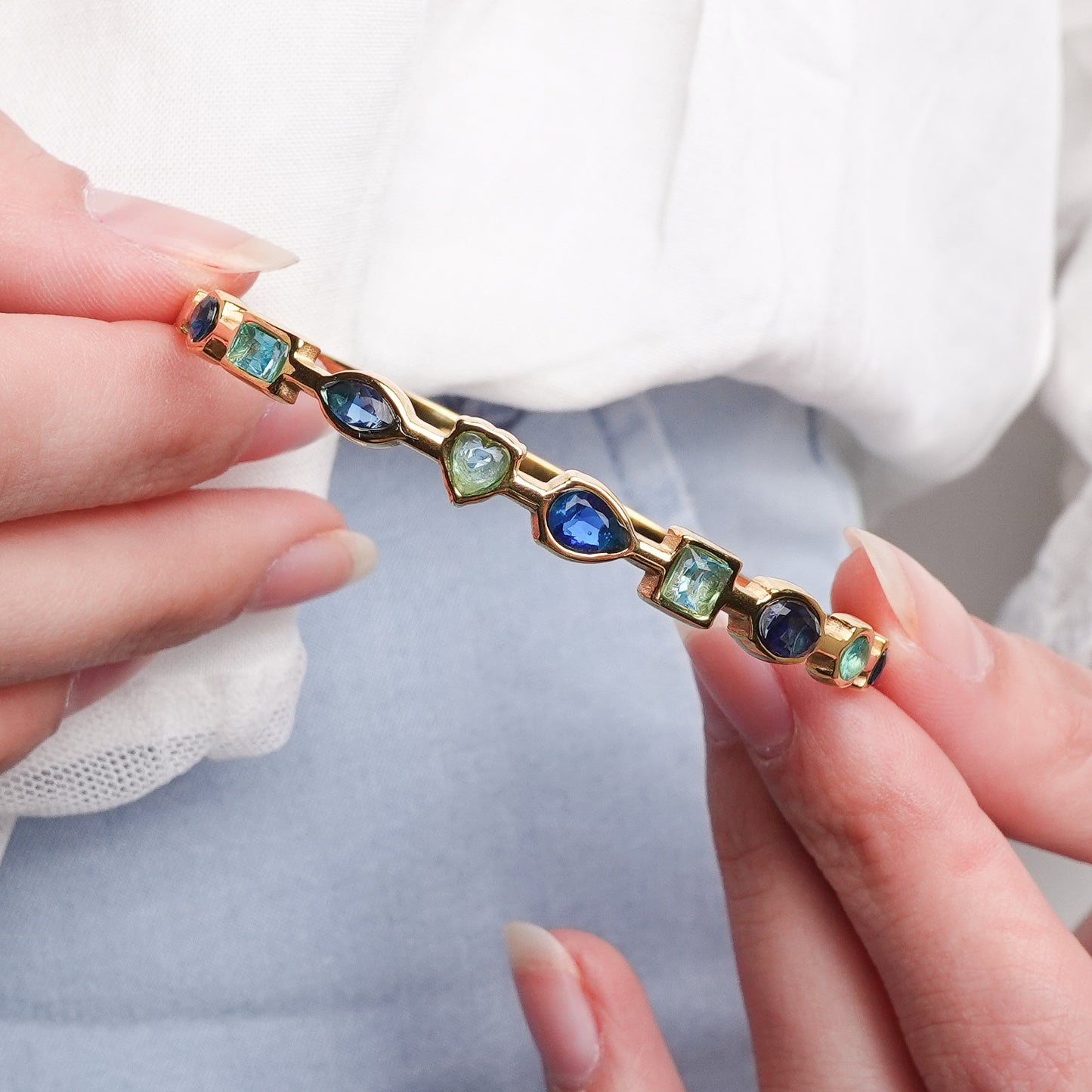 Pulsera esclava Palette Azul bañado en oro