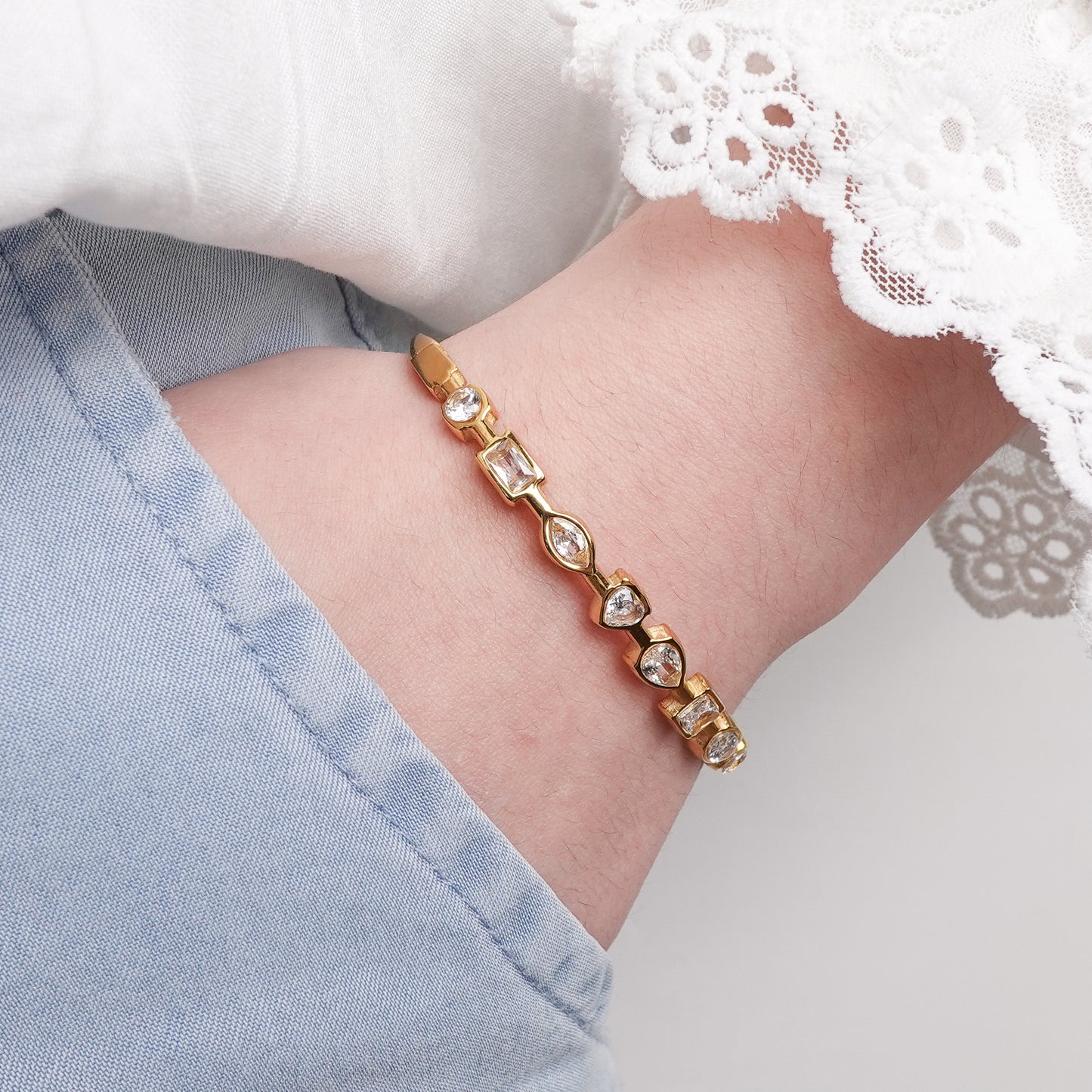 Pulsera esclava Palette Nieve bañado en oro