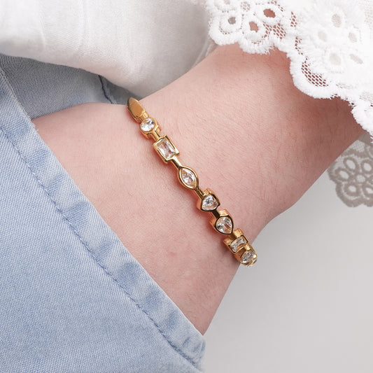 Pulsera esclava Palette Nieve bañado en oro