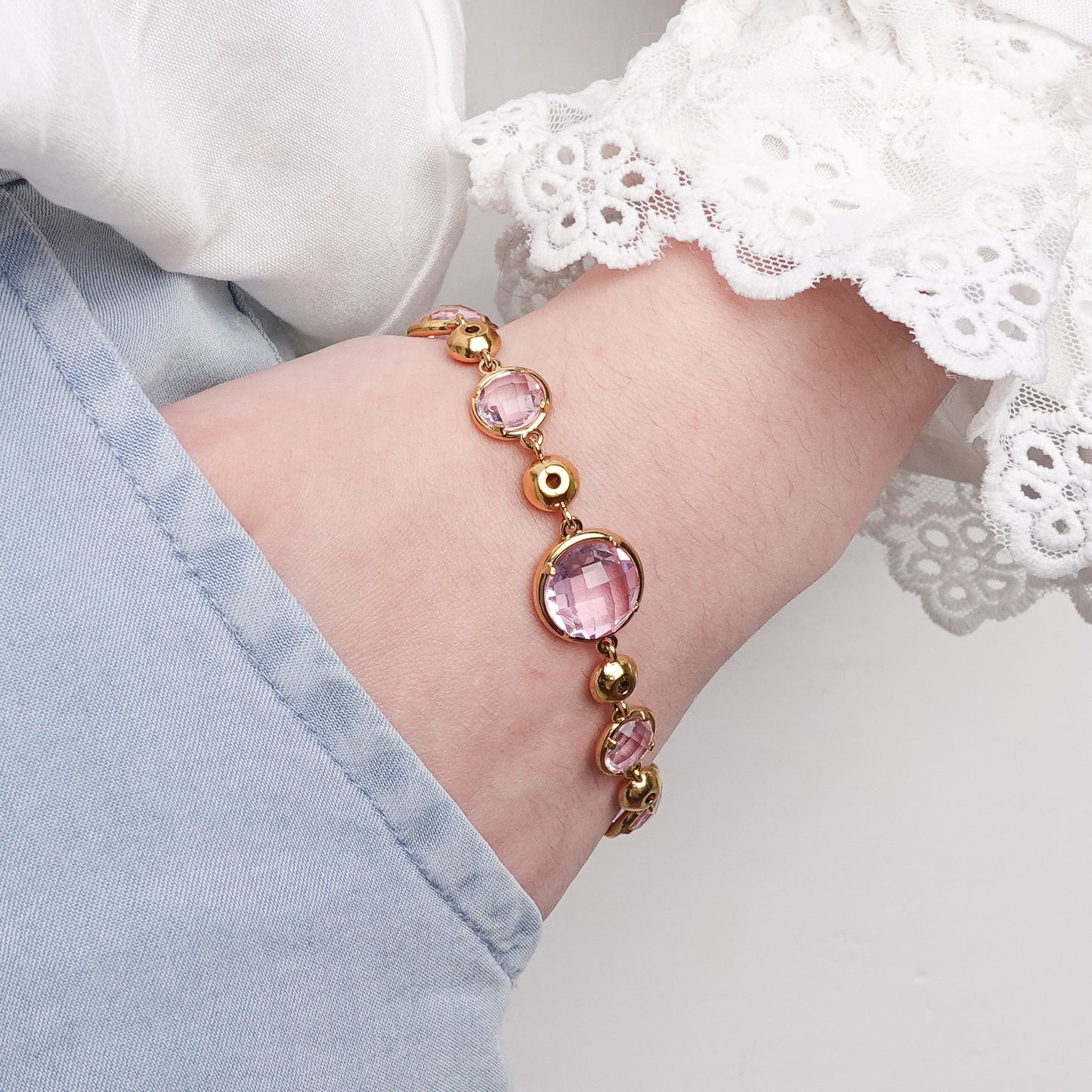 Pulsera Gema Rosé bañado en oro