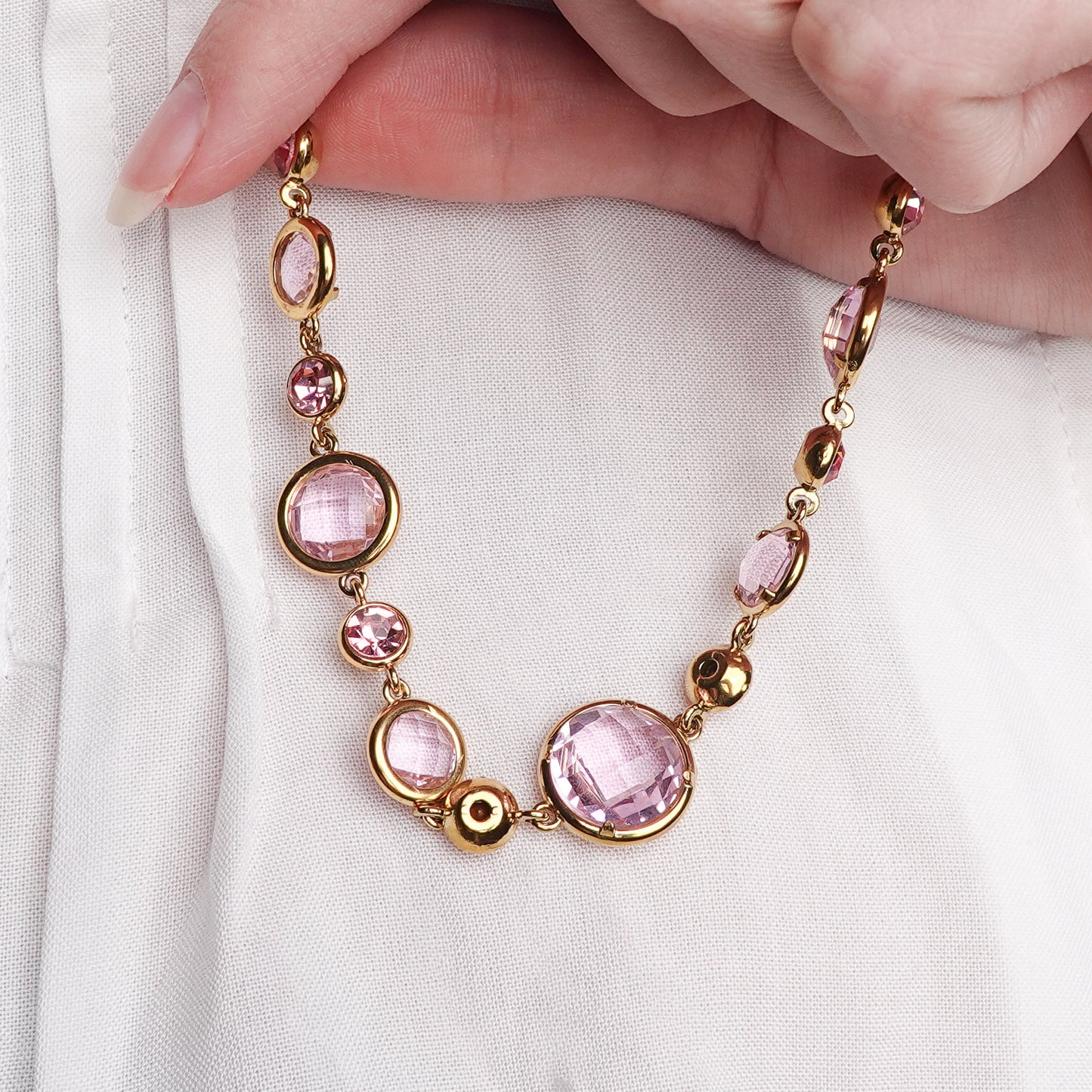 Pulsera Gema Rosé bañado en oro