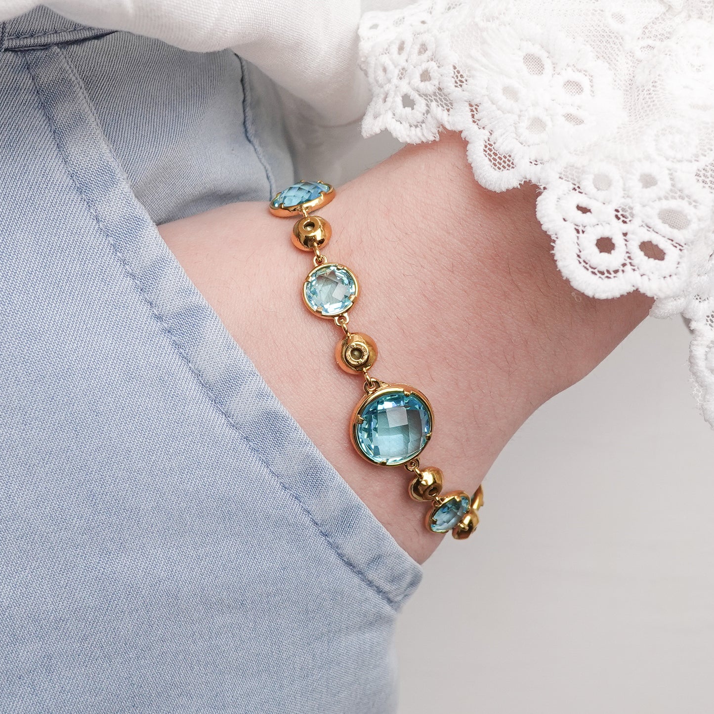 Pulsera Gema Celeste bañado en oro