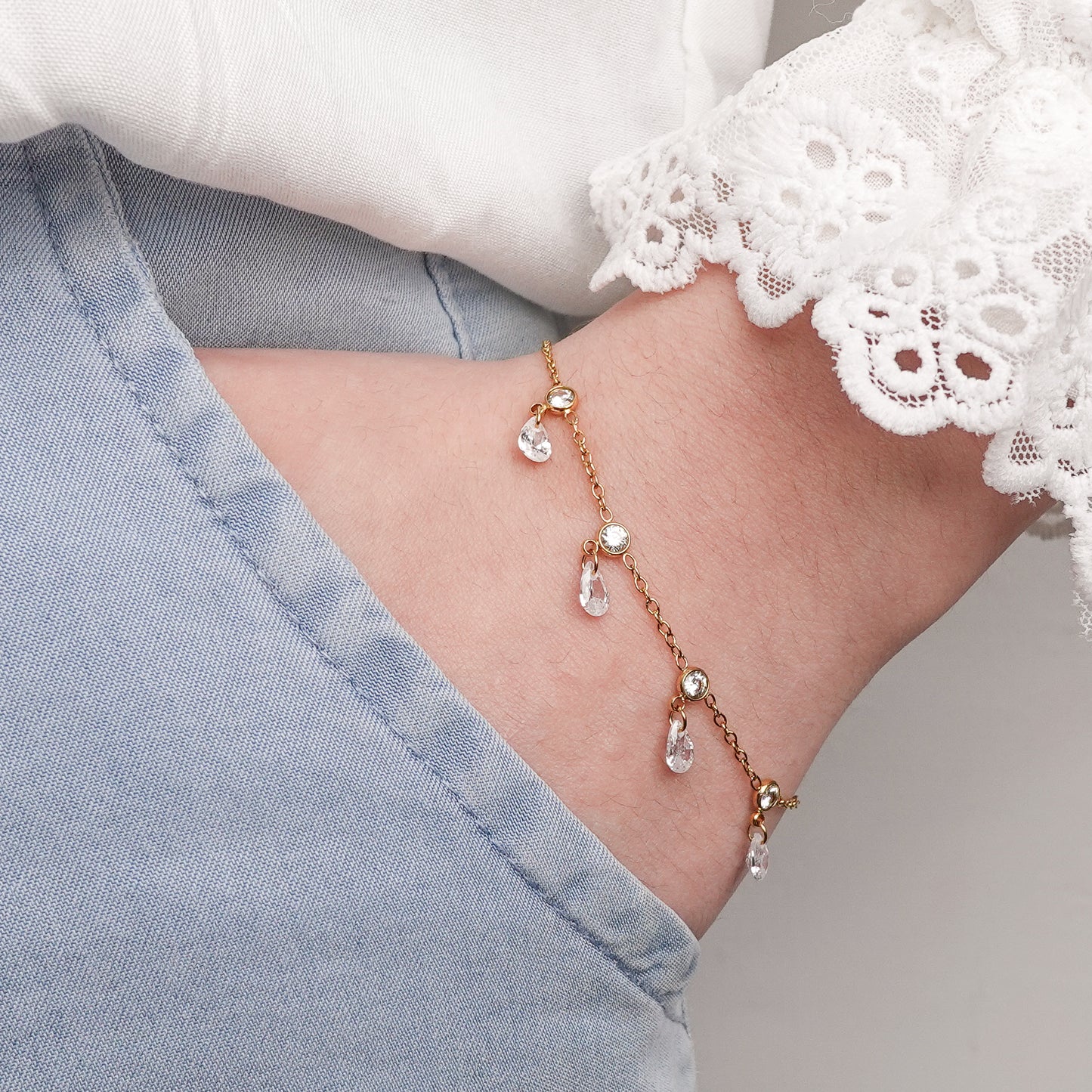 Pulsera Gotas de Luz bañado en oro
