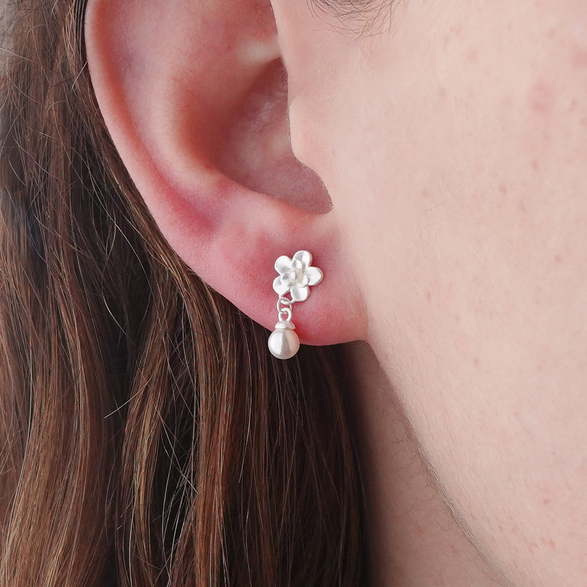 Aros colgante Flor de Perla