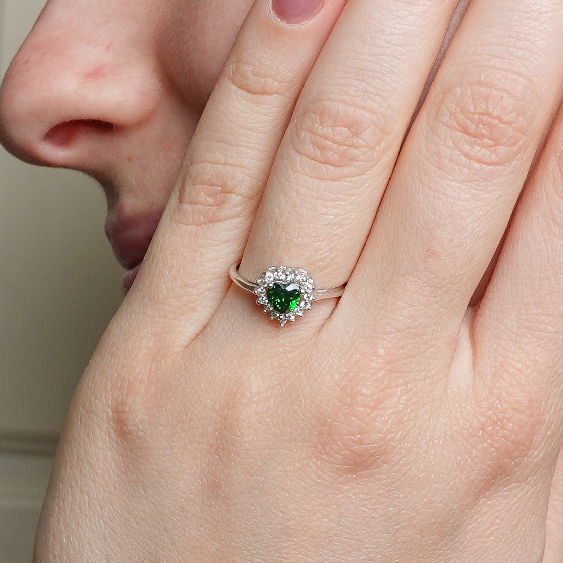 Anillo ajustable Corazón Lovelle Verde