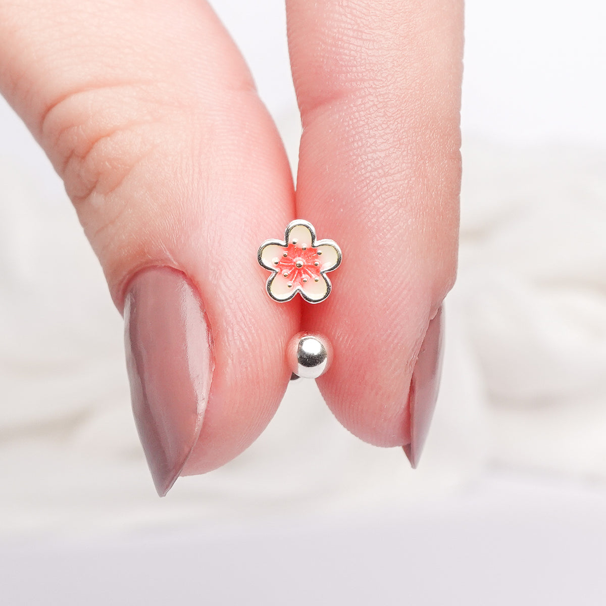 Aros pegados Flor Coral cierre pelotita