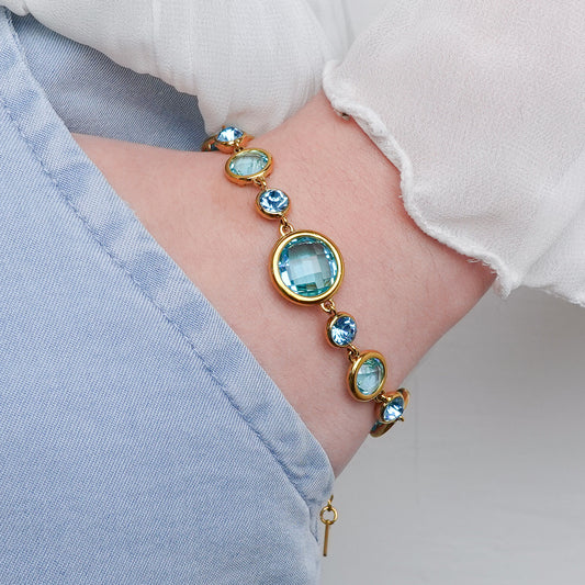 Pulsera Gema Celeste bañado en oro