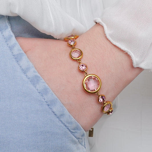Pulsera Gema Rosé bañado en oro