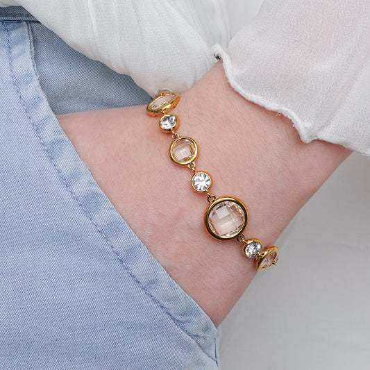 Pulsera Gema Nieve bañado en oro