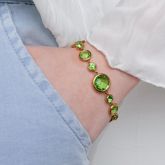 Pulsera Gema Verde bañado en oro