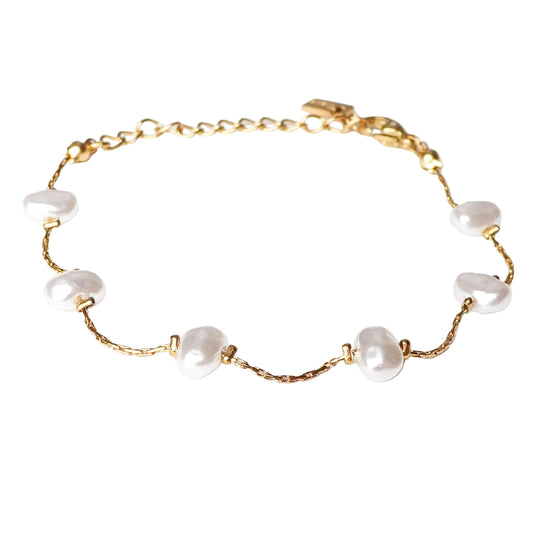 Pulsera con perlas bañado en oro