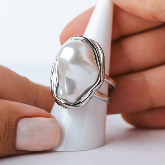 Anillo ajustable Éclat Perla silver