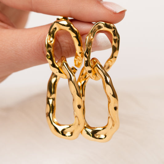 Aros colgante eslabones bañados en oro