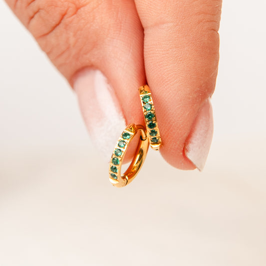 Aros huggie shine gold esmeralda