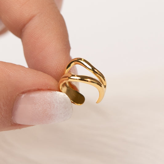 Aro ear cuff doble bañado en oro