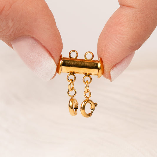 Broches conector 2 cadenas bañado en oro