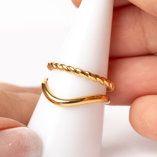 Anillo ajustable doble bañado en oro