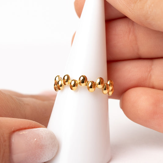 Anillo ajustable óvalos bañado en oro