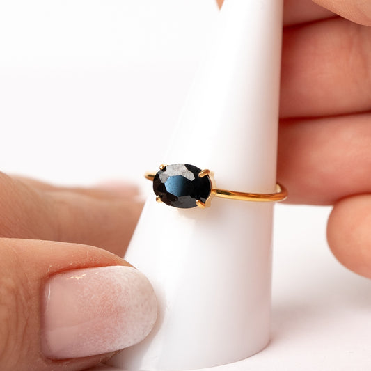 Anillo ajustable minimalista circón negro