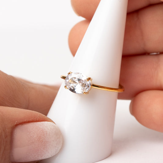Anillo ajustable minimalista circón