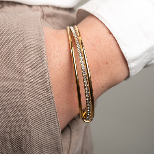 Pulsera tres esclavas bañado en oro