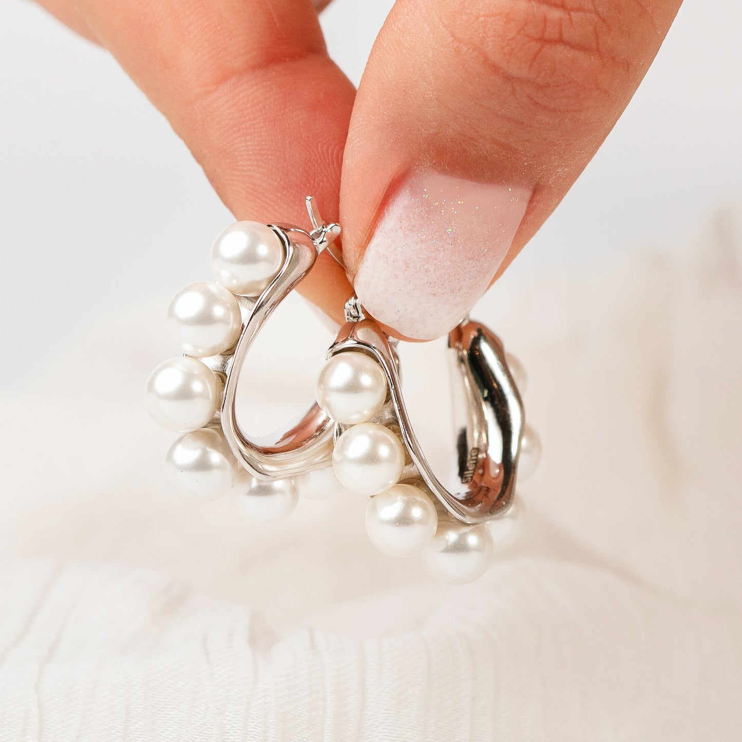 Aros argolla perlas