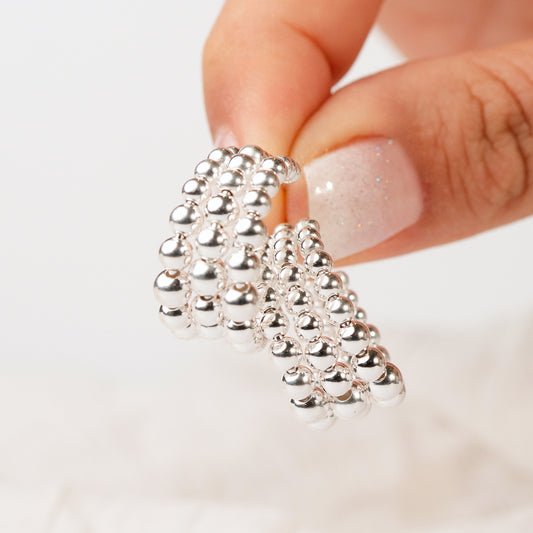 Aros semi argolla cascada de esferas
