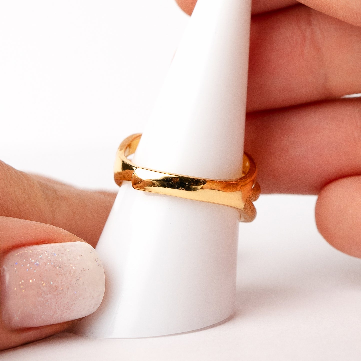 Anillo ajustable trenza bañado en oro