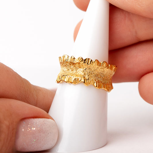 Anillo ajustable meteoro bañado en oro