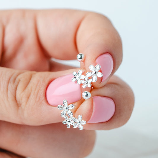 Aros pegados flores cierre pelotita