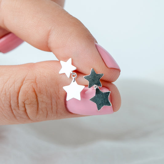 Aros colgantes doble estrella