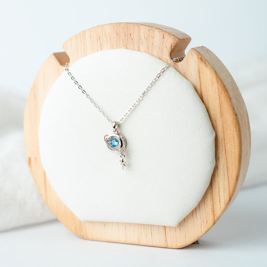 Collar Saturno circón azul